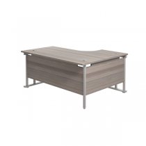 Jemini 1600mm Grey Oak/Silver Cantilever Left Hand Radial Desk